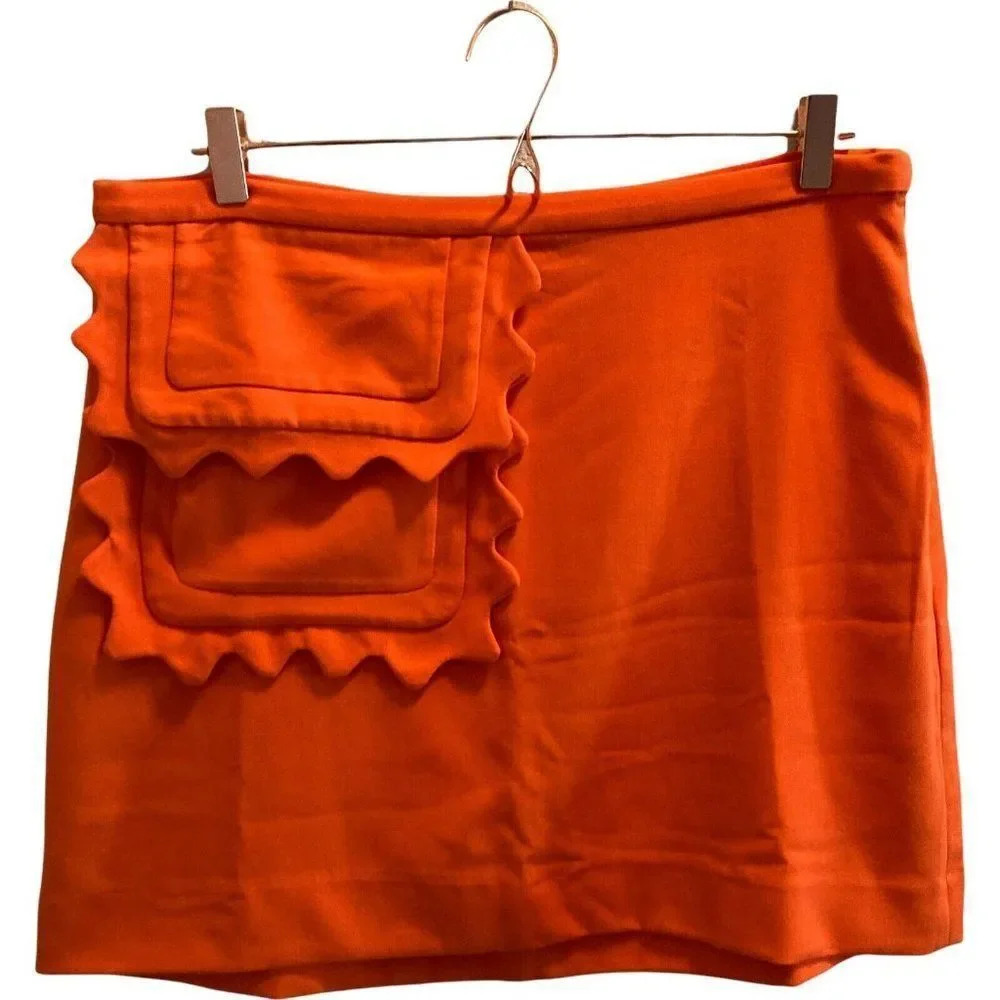 Victoria Beckham Target Bright Orange Mod Retro Mini Skirt Size Large